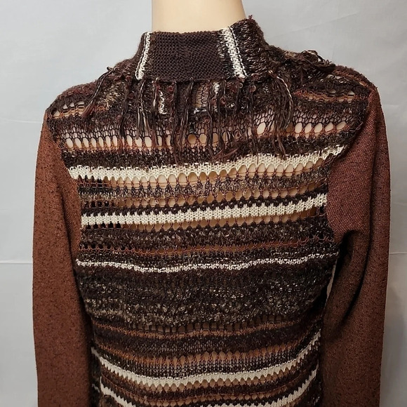 BKE Fringed Brown Sweater Open Cardigan Size Small - Picture 6 of 16